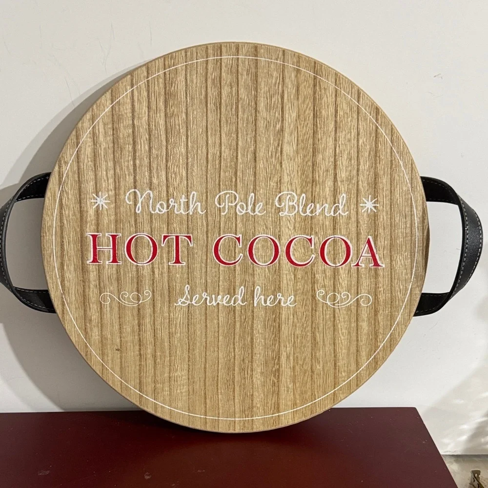 Round Holiday North Pole Blend, Hot Chocolate Serving Here, Hot Cocoa Tray